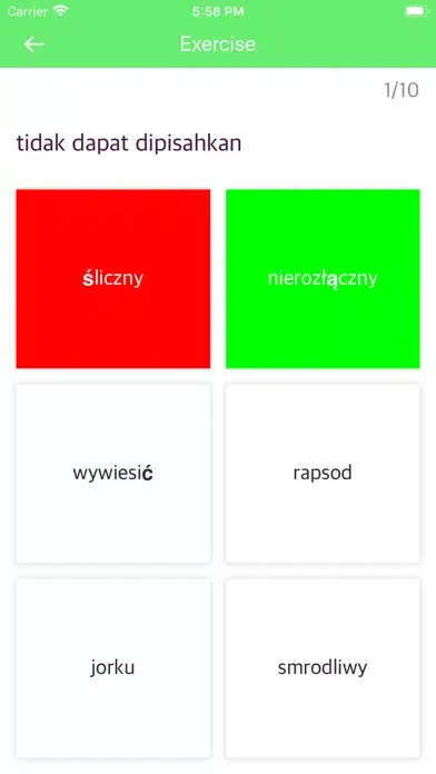 Tangkapan skrin Polish Malay Dictionary