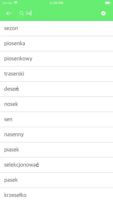 Tangkapan skrin Polish Malay Dictionary