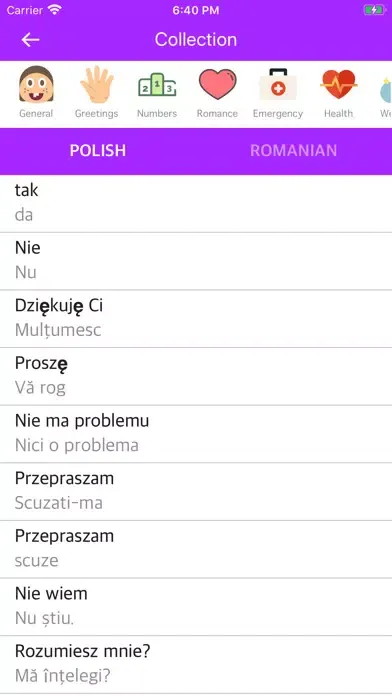 Polish Romanian Dictionary Screenshots