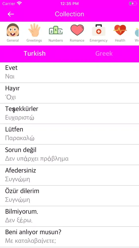 Captures d'écran de Turkish Greek Dictionary