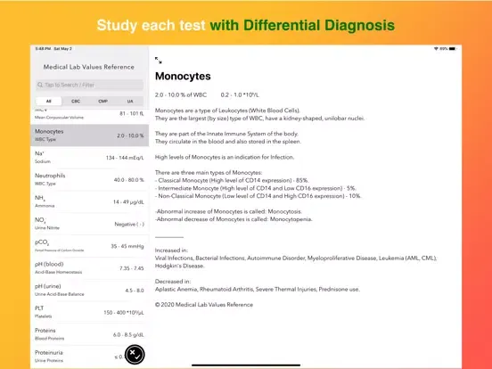 تصاویر Medical Lab Values Reference iPad 
