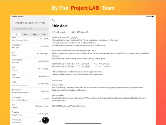 تصاویر Medical Lab Values Reference iPad 