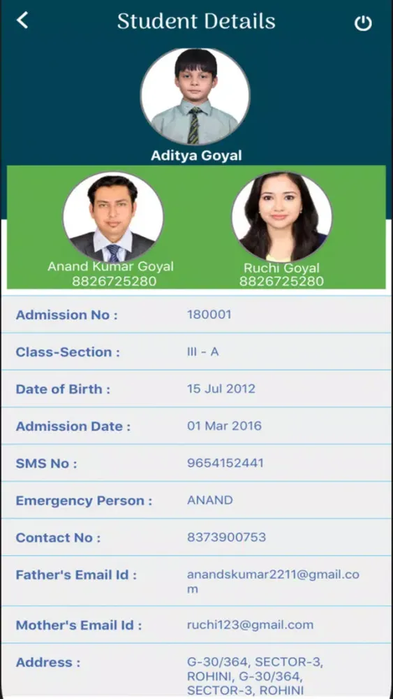 GD Goenka Rohini Parent App Screenshots