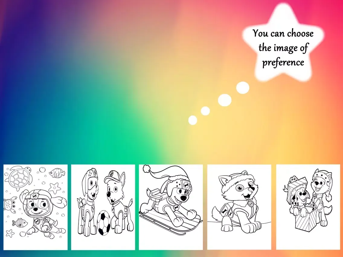 Capturas de tela do Puppies Paw Coloring Book iPad 