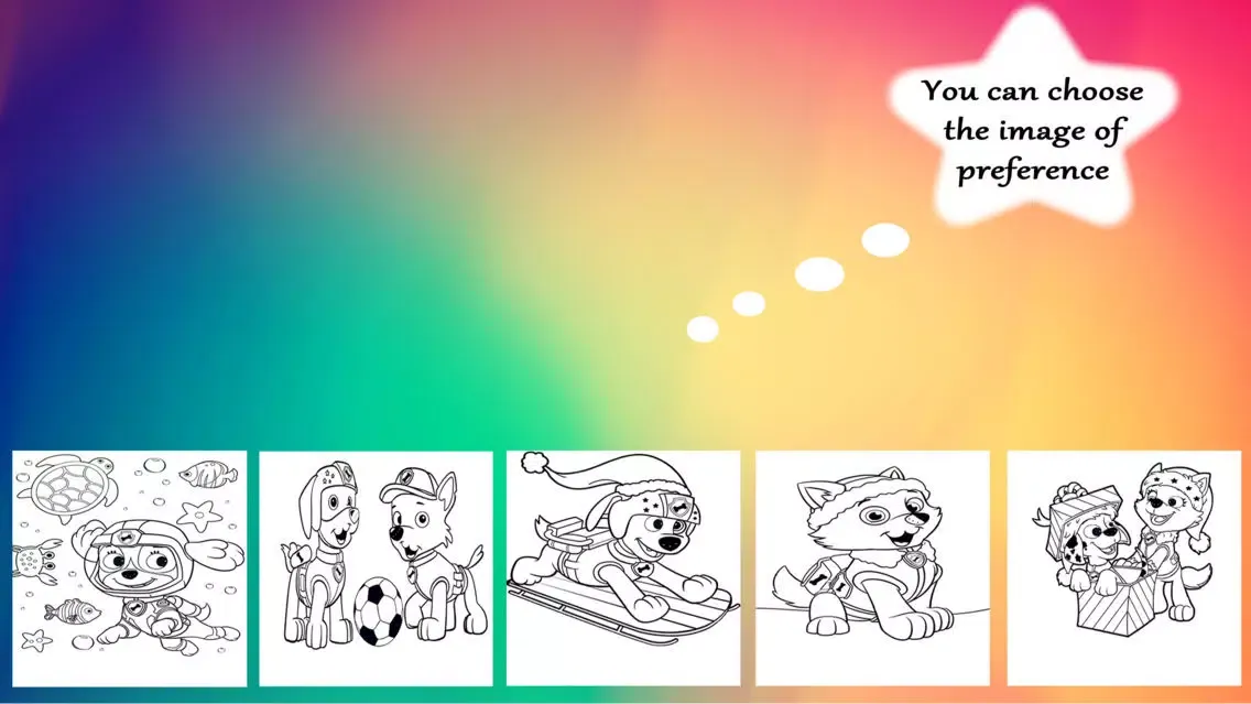 Capturas de tela do Puppies Paw Coloring Book