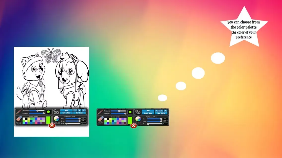 Capturas de tela do Puppies Paw Coloring Book