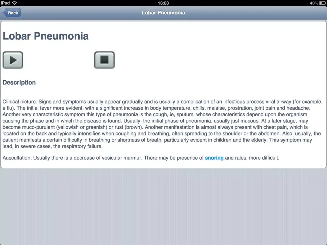 Pulmonary Auscultation iPad  Screenshots