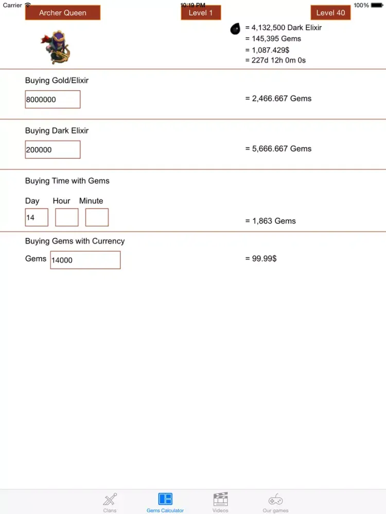 Free Gems Guide Calculator for Clash Of Clans - Coc & Xmod - No Hack iPad  Screenshots