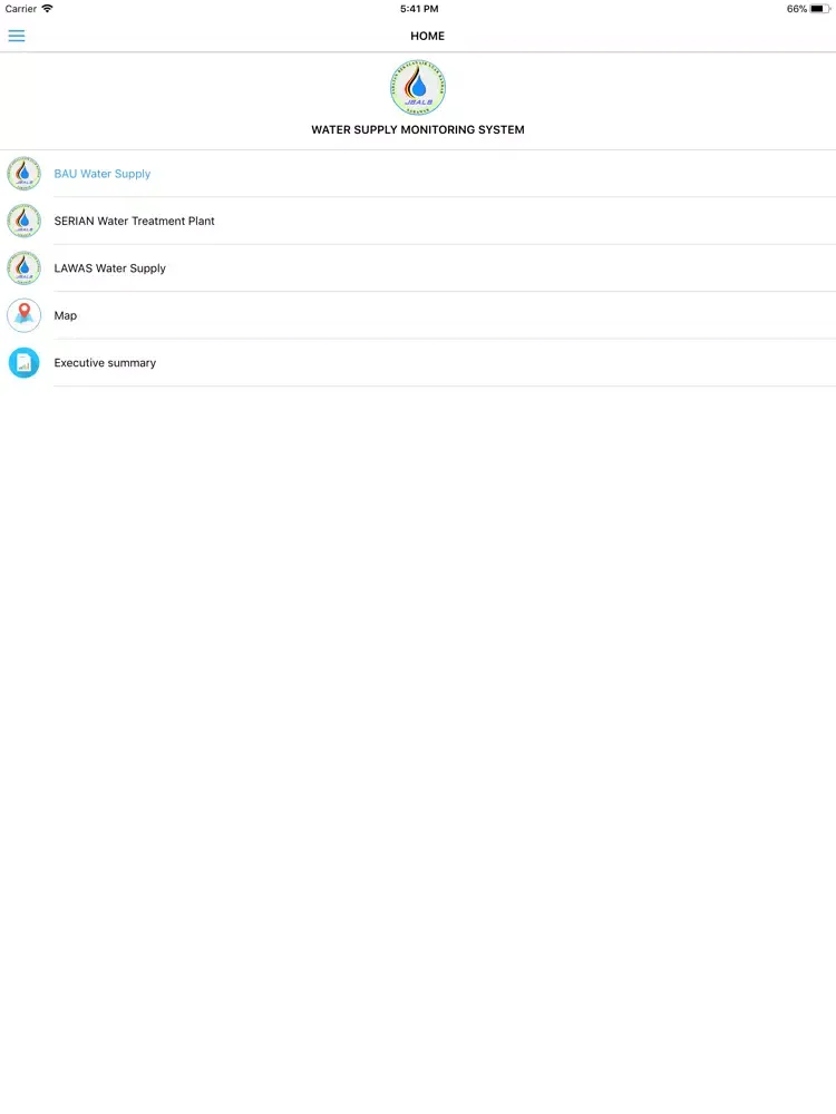 Tangkapan layar IntelliWater iPad 