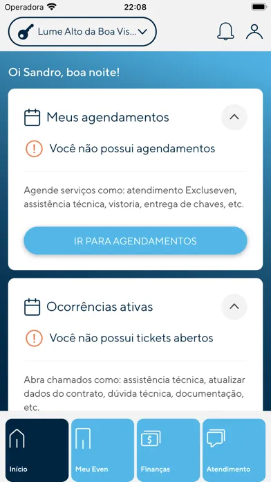 Capturas de tela do Cliente Melnick