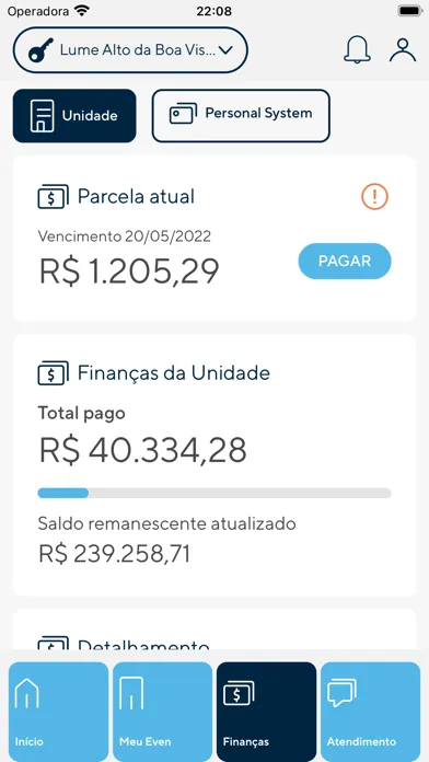 Capturas de tela do Cliente Melnick