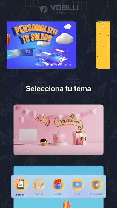 Tangkapan skrin VDBlu: saludos y cumpleaños