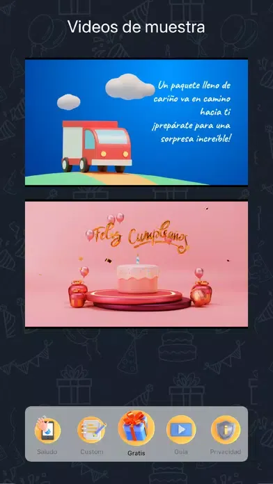 Tangkapan skrin VDBlu: saludos y cumpleaños