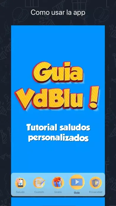 Tangkapan skrin VDBlu: saludos y cumpleaños