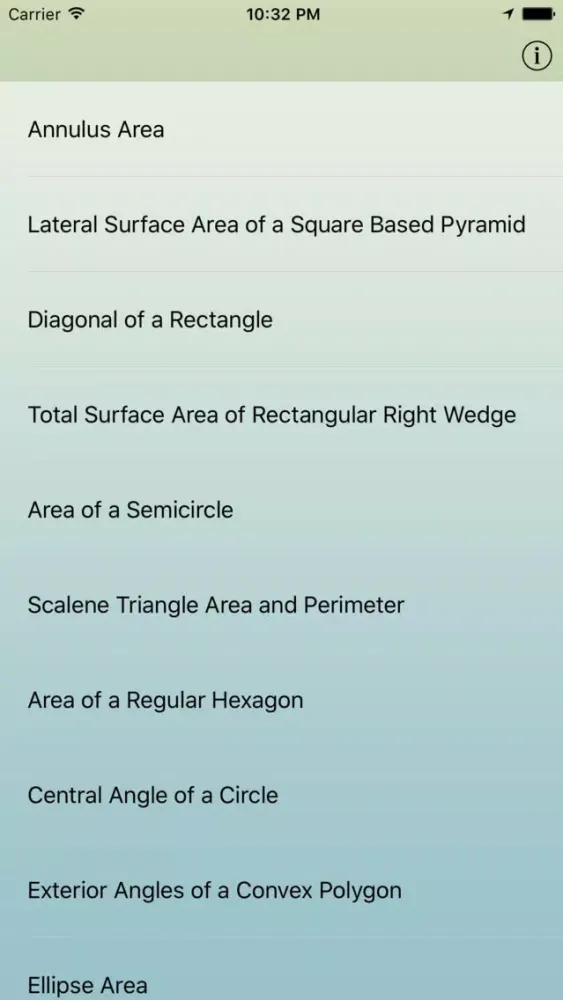 Screenshot di Basic Areas Formulas