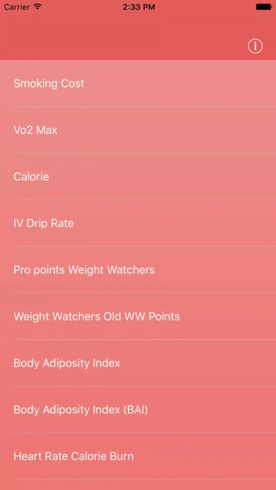 Tangkapan layar Basic Health Calculators