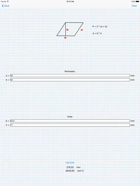 GeometryCalc iPad  Screenshots