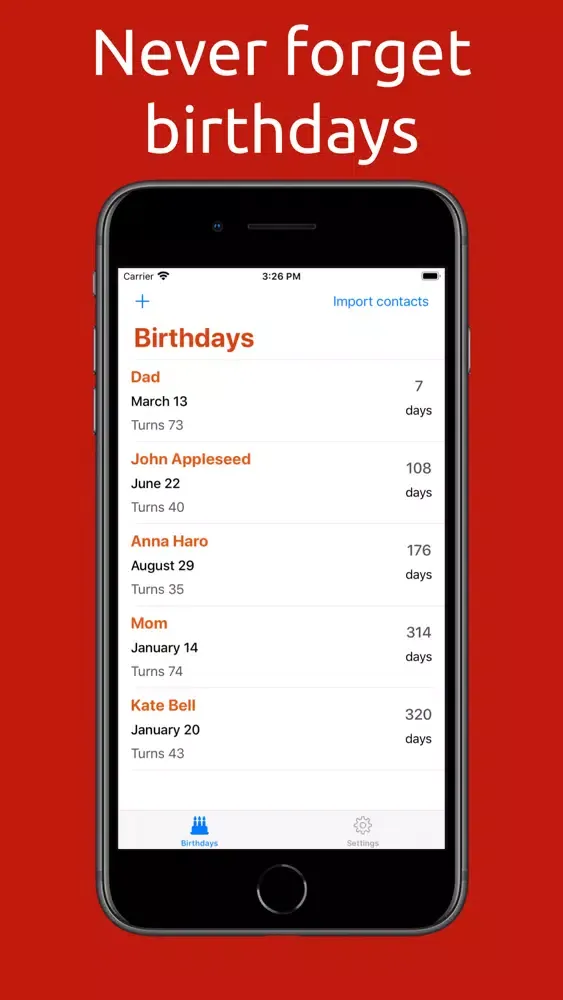 Capturas de pantalla de Birthday Reminder & Tracker