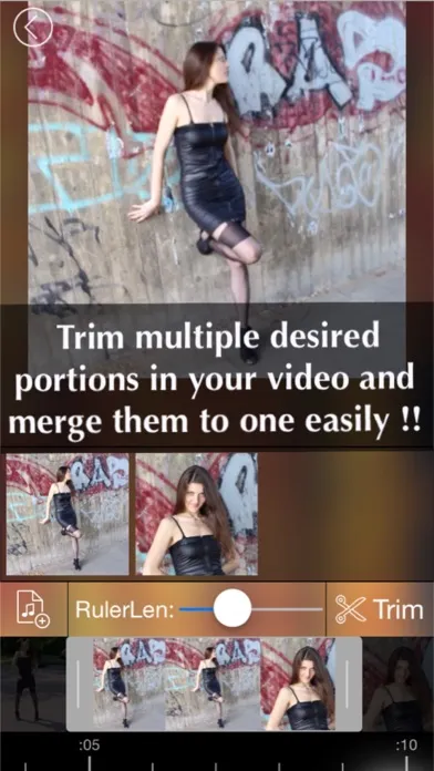 Video Trimmer - Trim multiple portions in your movie clip then merge the clips as one! Screenshots