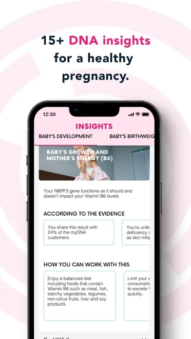 Capturas de pantalla de myDNA Pregnancy