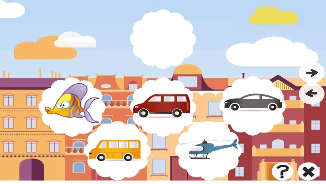 Ảnh chụp màn hình của Animated Kids & Baby Game with Crazy Cars and Vehicles For Free: Spot The Mistakes in The Pictures. Find the Differences And Learn Logical Rows