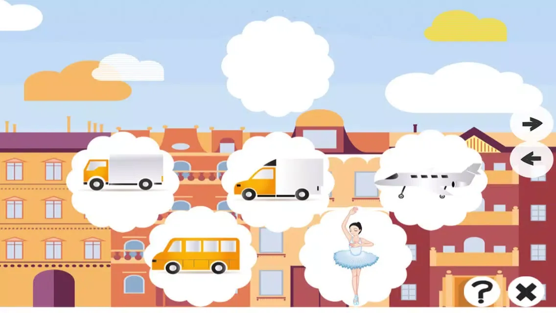 Ảnh chụp màn hình của Animated Kids & Baby Game with Crazy Cars and Vehicles For Free: Spot The Mistakes in The Pictures. Find the Differences And Learn Logical Rows
