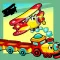 Animated Kids Game: Shadow Puzzle with Funny Cars and Planes in the City