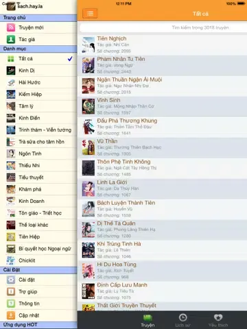 Capturas de tela do Truyen Cuoi: Doc truyen sach chu, tieu thuyet, kiem hiep, tinh cam audio noi iPad 