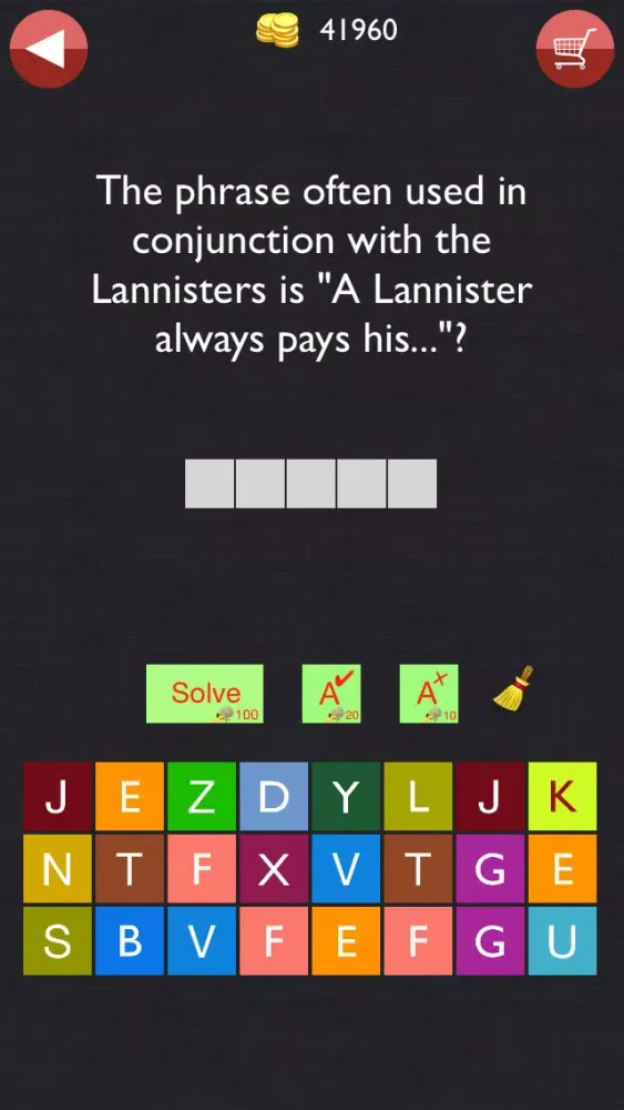 Trivia Quiz - For Throne Game Fans Guess the right word 스크린샷
