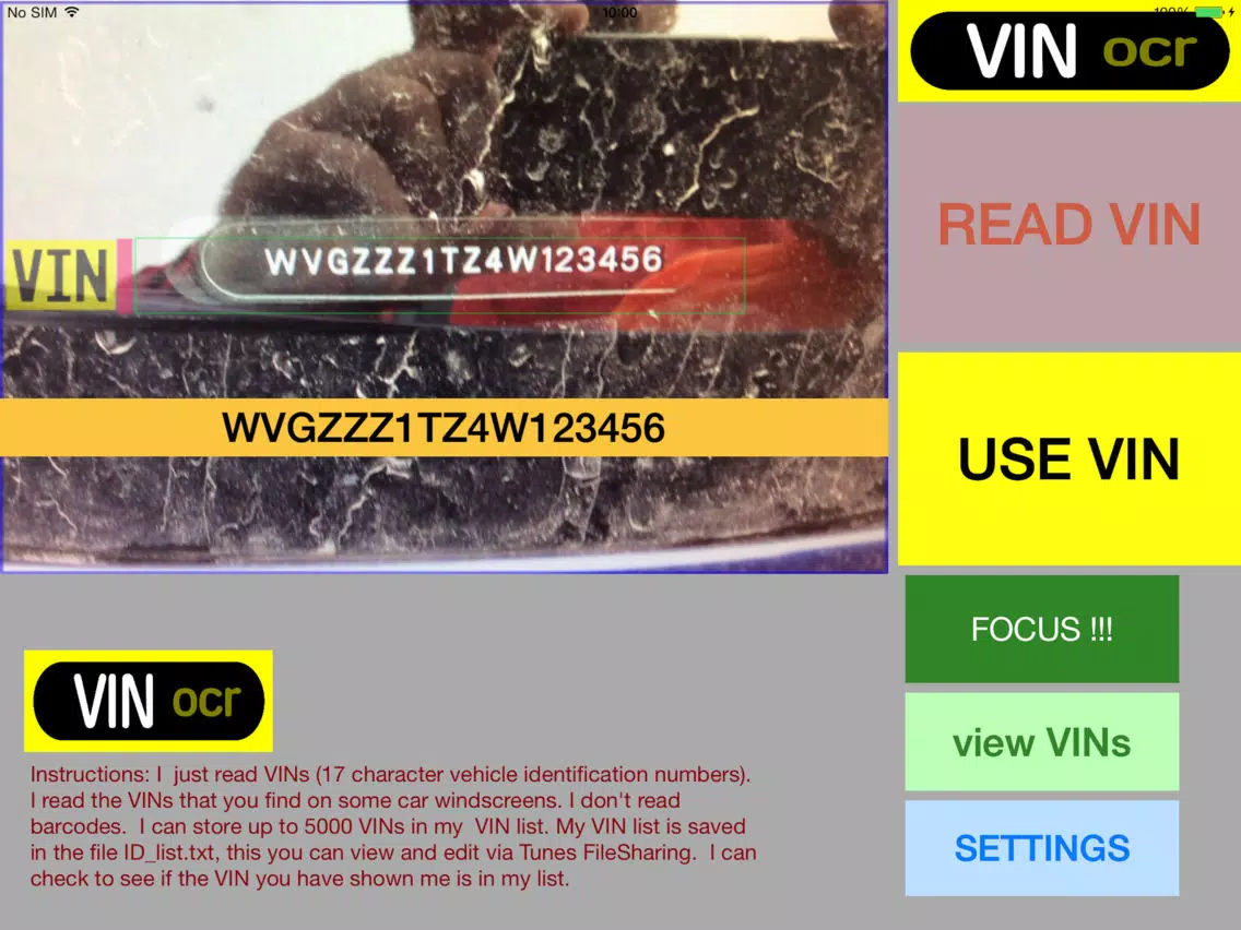 VIN ocr iPad 应用截图