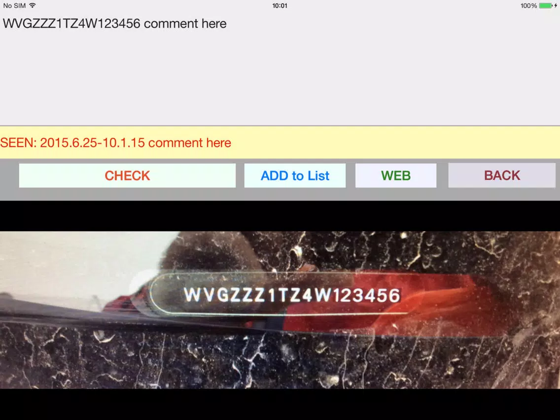 VIN ocr iPad 应用截图