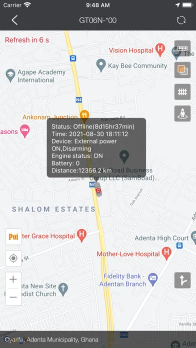 Tangkapan layar eTrack GPS