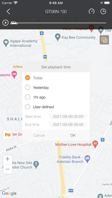 Tangkapan layar eTrack GPS