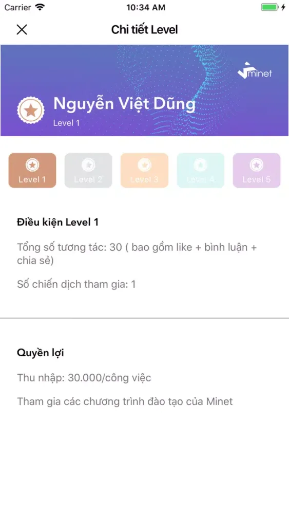 Ảnh chụp màn hình của Minet Viral