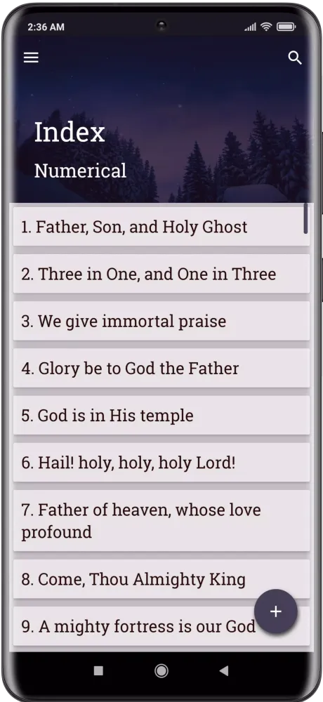 Capturas de tela do MFM Hymns