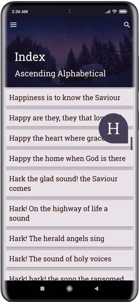 Capturas de tela do MFM Hymns