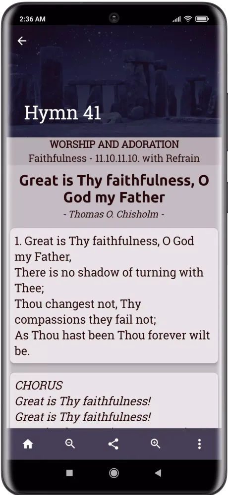 Capturas de tela do MFM Hymns