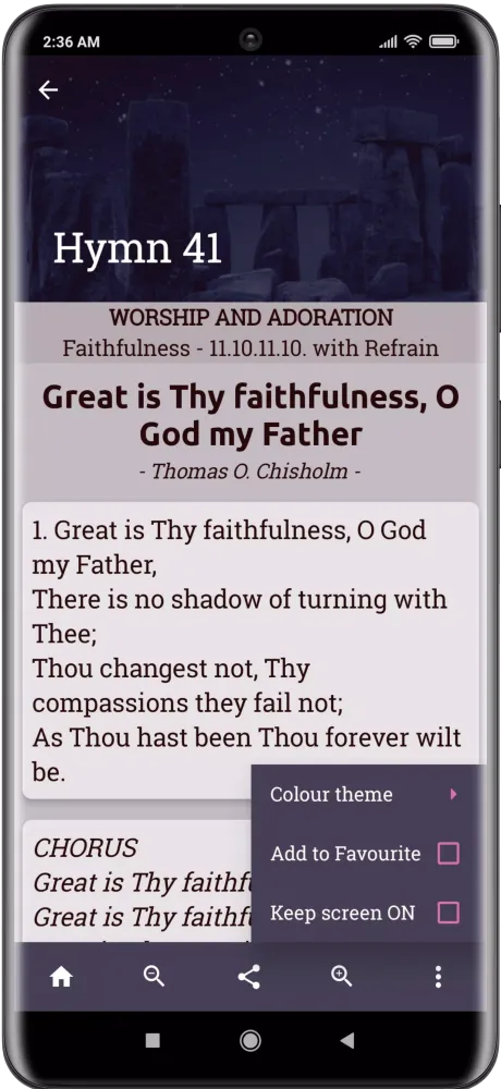 Capturas de tela do MFM Hymns