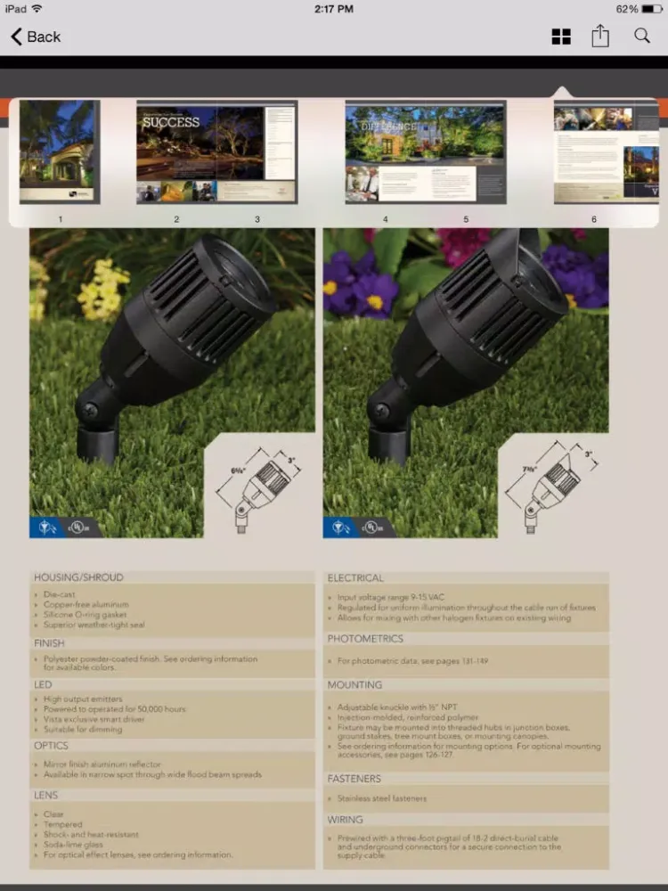Capturas de pantalla de Vista Professional Landscape Lighting Catalog iPad 