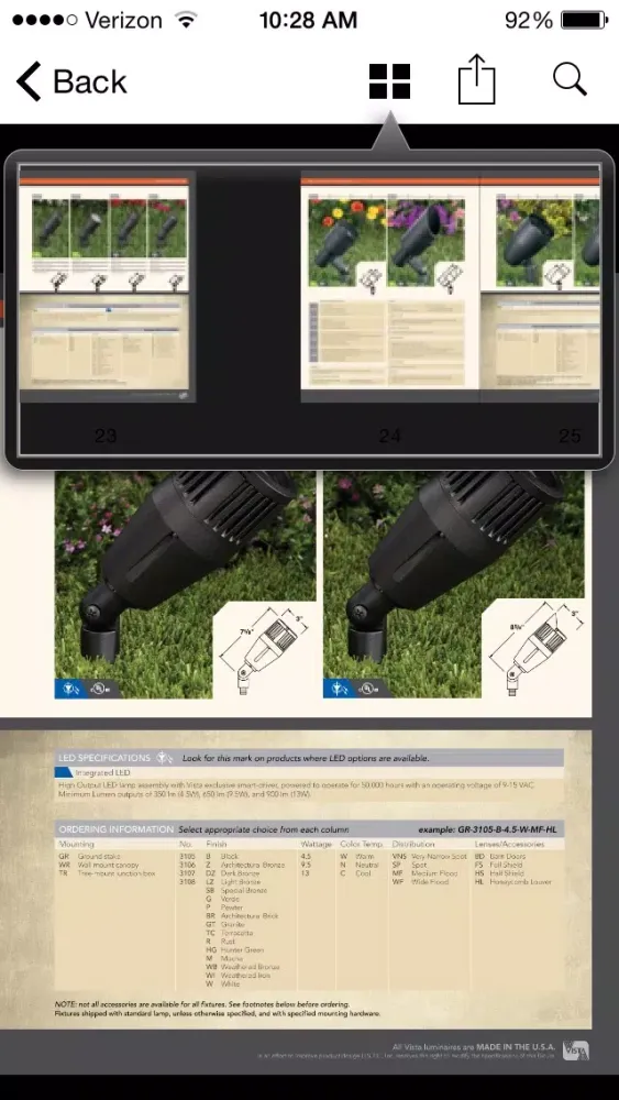 Capturas de pantalla de Vista Professional Landscape Lighting Catalog