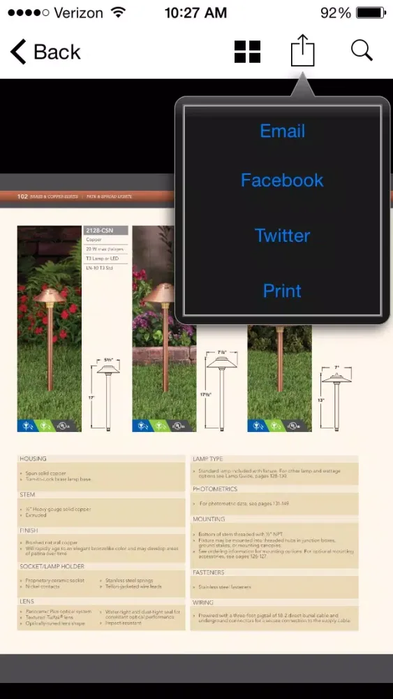 Capturas de pantalla de Vista Professional Landscape Lighting Catalog