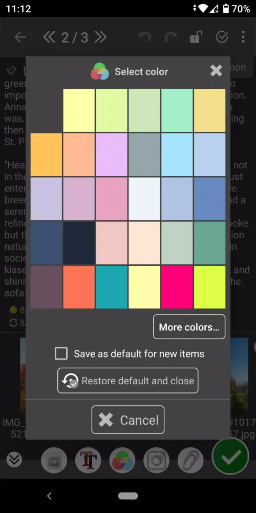 Capturas de tela do Notes