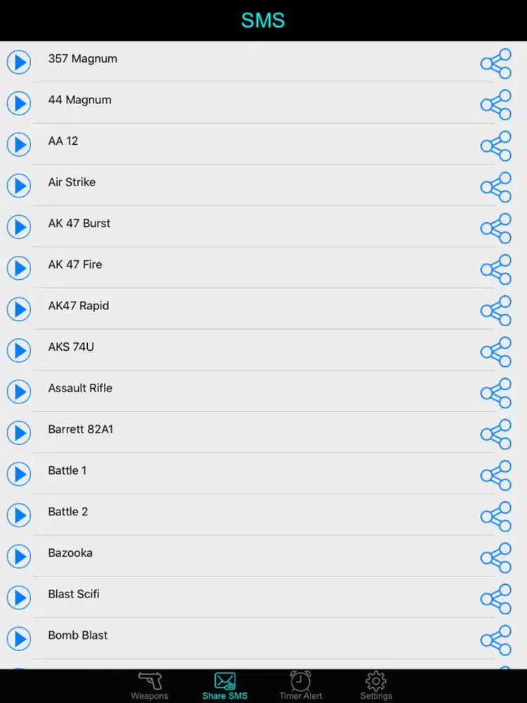 Tangkapan skrin Weapon & Gun Sound Effects Button Free - Share Explosion Sounds via SMS & Timer Alert Plus iPad 