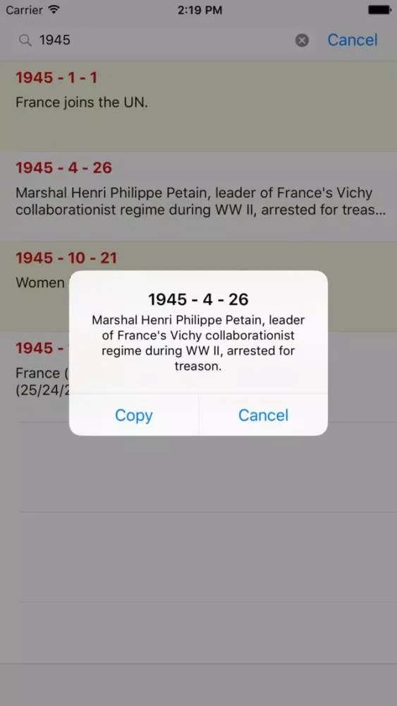 Capturas de tela do Timeline of France history expert offline