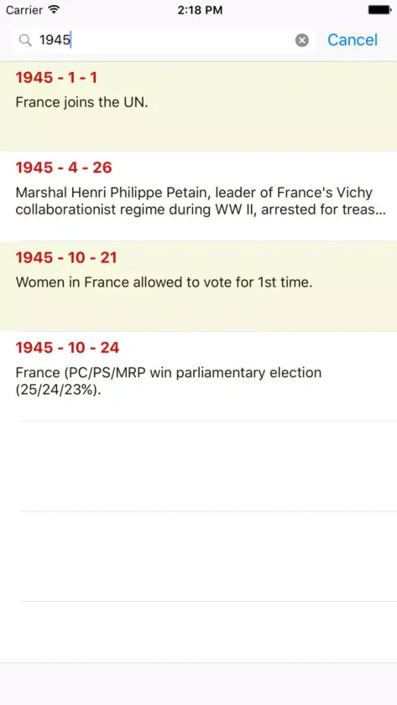 Capturas de tela do Timeline of France history expert offline