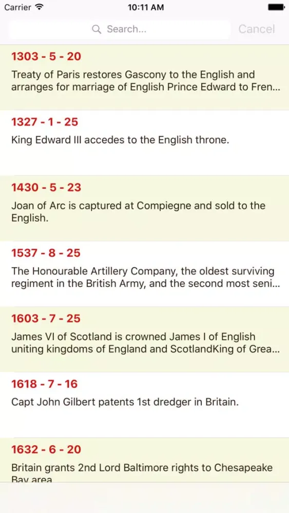 Zrzuty ekranu Timeline of United Kingdom history expert - UK