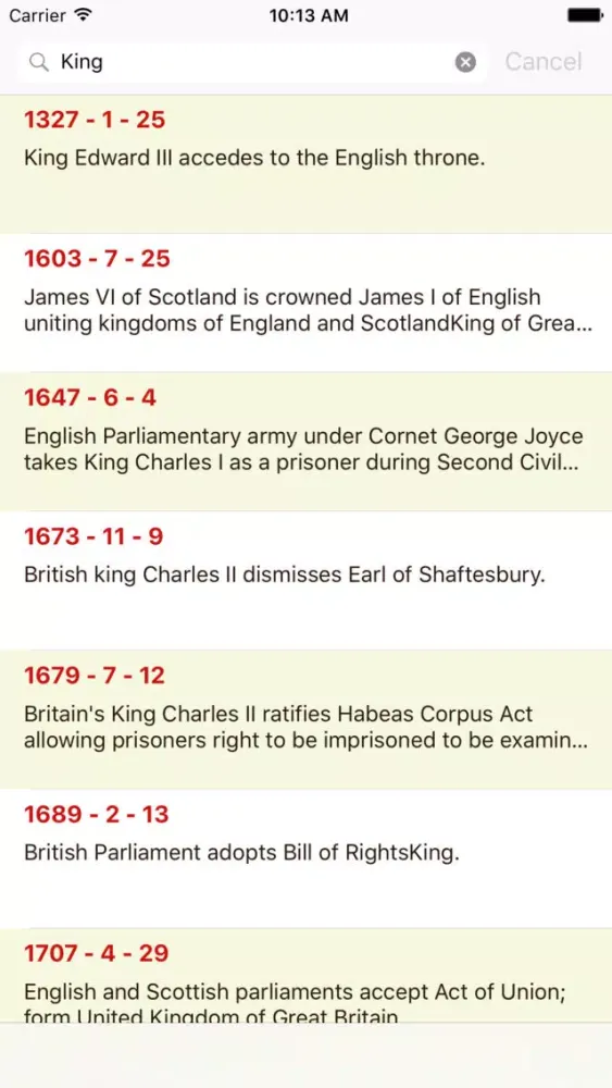 Zrzuty ekranu Timeline of United Kingdom history expert - UK