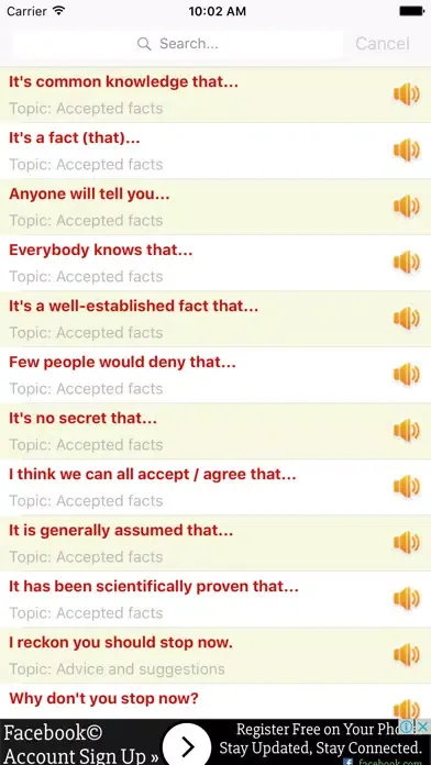 Screenshot di 1200 Useful English Expressions Offline Free