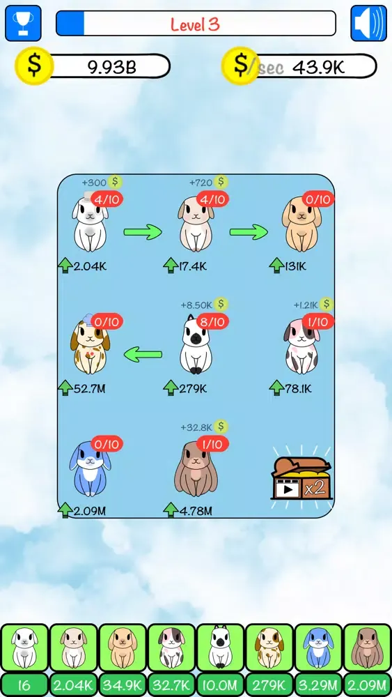 Tangkapan skrin Combo Hares: Upgrade & Combine