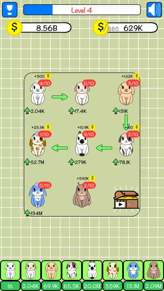 Tangkapan skrin Combo Hares: Upgrade & Combine